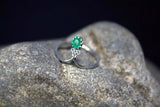 0.4ct Engagement Ring Oval Cut Green Emerald Minimalist 14k White Gold Finish