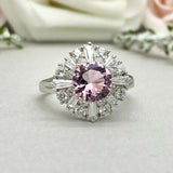2.2ct Engagement Ring Round Pink Sapphire Ballerina Sunburst 14k White Gold Over