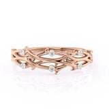 0.1ct Round Cut Moissanite Twig Vine Women Wedding Band 14k Rose Gold Plated