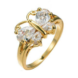 2.5ct Pear Diamond Engagement Ring 14k YellowGold Over Butterfly Unique Design