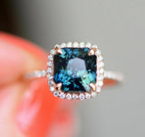 2.5ct Cushion Cut London Blue Topaz Halo New Engagement Ring 14k Rose Gold Over