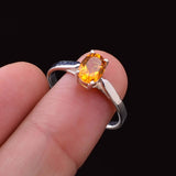 0.35ct Engagement Ring Oval Cut Yellow Citrine Solitaire 14k White Gold Finish