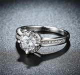 3Ct Round Cut Diamond Halo Engagement Ring 18K White Gold Finish Round Accents