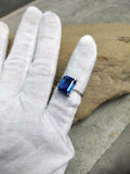 2ct Engagement Ring Emerald Blue Sapphire Braided Solitaire 14k White Gold Over