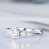 1.2ct Round Cut VVS1D Diamond Engagement Ring Three Stone 14k White Gold Finish