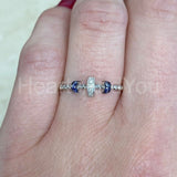 0.45ct Round Cut Moissanite Beaded Shank Collar Women Ring 14k White Gold Plated