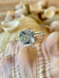 1ct Engagement Ring Cushion Cut Blue Aquamarine Solitaire 14k White Gold Finish