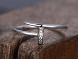 0.1ct Round Cut Diamond Twisted Nail Unique Engagement Ring 14k WhiteGold Finish