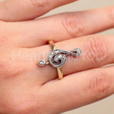 0.3ct Round Cut Moissanite Musical Note Engagement Ring 14k Yellow Gold Plated