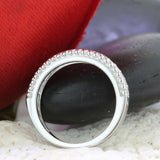 Milgrain Half Eternity Wedding Ring Band 1ct Round Diamond 14k White Gold Finish