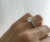 2Ct Cushion Cut Diamond Solitaire Eternity Engagement Ring 14K White Gold Finish