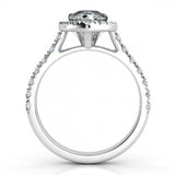 3ct Pear Cut Diamond Halo Solitaire Unique Engagement Ring 14k White Gold Finish