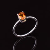 0.5ct Engagement Ring Oval Cut Yellow Citrine Solitaire 14k White Gold Finish
