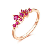 1ct Round Cut Pink Ruby Engagement Ring Cluster Minimalist 14k YellowGold Finish