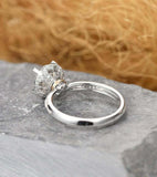 Halo Solitaire with Accents Ring 1.7ct Round Cut Diamond 14k White Gold Finish