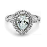 4ct Pear Cut Diamond Dual Halo Solitaire Engagement Ring 14K White Gold Finish