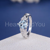 2.3ct Cushion Cut Simulated Blue Aquamarine Infinity Ring 14k White Gold Plated