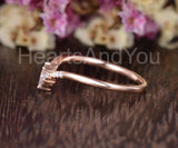 0.5ct Marquise Simulated Diamond Dainty Curved Wedding Band 14k Rose Gold Plated