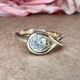 0.5ct Round Cut Moissanite Knot Women Engagement Ring 14k Yellow Gold Plated