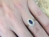 2.2ct Marquise Cut Blue Sapphire Diamond Floral Halo Ring 14k Yellow Gold Finish