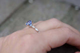 1ct Engagement Ring Round Cut Blue Tanzanite Diamond Accent 14k WhiteGold Finish