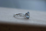 1.1ct Oval Blue Aquamarine Marquise Accent Engagement Ring 14k White Gold Finish