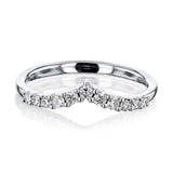 0.2ct Round Cut Moissanite Curved Minimalist Wedding Band 14k White Gold Plated