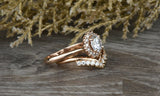 1.7ct Round Cut Diamond Engagement Ring 14k Rose Gold Over Halo Crown Bridal Set