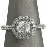 3ct Round Diamond Accent Halo Solitaire Engagement Ring 14K White Gold Finish