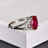2.3ct Engagement Ring Oval Cut Pink Ruby Split Shank 14k White Gold Finish