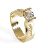 Promise Bridal Wedding Engagement Ring 2ct Round Cut Diamond 14k YellowGold Over