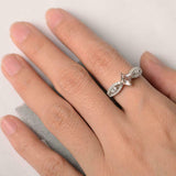 1ct Princess Cut Peach Morganite Solitaire Unique Accent Ring 14k WhiteGold Over