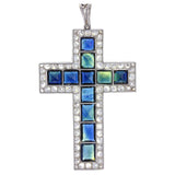 Holy Cross Sapphire Diamond Pendant Locket 14k White Gold Finish Without Chain
