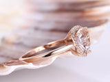 1.2ct Trillion Cut Peach Morganite Solitaire Engagement Ring 14k RoseGold Finish
