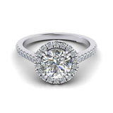 1.5ct Round Cut Diamond Engagement Ring Halo 14k White Gold Finish Round Accents