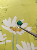 2ct Engagement Ring Cushion Cut Green Emerald Solitaire 14k White Gold Finish