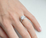 Halo Solitaire with Accents Engagement Ring 2ct Round Diamond 14k WhiteGold Over