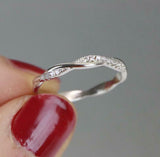 0.7ct Round Cut Diamond Engagement Ring Twisted Infinity 14k White Gold Finish