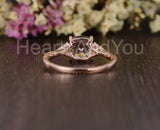 1ct Cushion Cut Simulated Morganite Cluster Engagement Ring 14k Rose Gold Plated