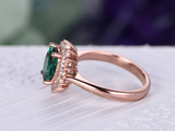 2.3ct Oval Cut Green Emerald Engagement Ring Diamond Floral 14k Rose Gold Finish