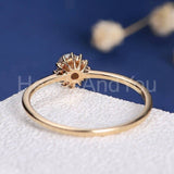 0.5ct Round Cut Simulated Diamond Dainty Halo Pearl Ring 14k Yellow Gold Plated