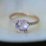 1.9ct Round Peach Morganite Diamond Accent Engagement Ring 14k Rose Gold Finish