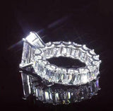 5Ct Emerald Cut Diamond Solitaire Eternity Engagement Ring 14K White Gold Finish