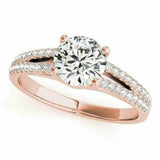 2.4ct Round Cut Diamond Split Shank Solitaire Engagement Ring 14K Rose Gold Over