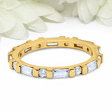1.2ct Baguette Cut Diamond Wedding Band Eternity Stackable 14k YellowGold Finish