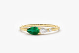 0.2ct Pear Cut Simulated Emerald Cluster Engagement Ring 14k Yellow Gold Plated