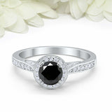 1.5ct Round Black Diamond Halo Vintage Women Engagement Ring 14k White Gold Over