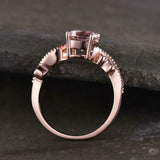 1.55ct Engagement Ring Round Cut Peach Morganite Solitaire 14k Rose Gold Finish