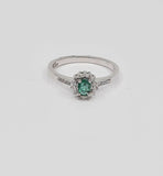 0.3ct Oval Cut Simulated Green Emerald Halo Minimalist Ring 14k WhiteGold Plated