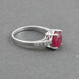 1.5ct Engagement Ring Oval Cut Ruby Solitaire with Accent 14k White Gold Finish